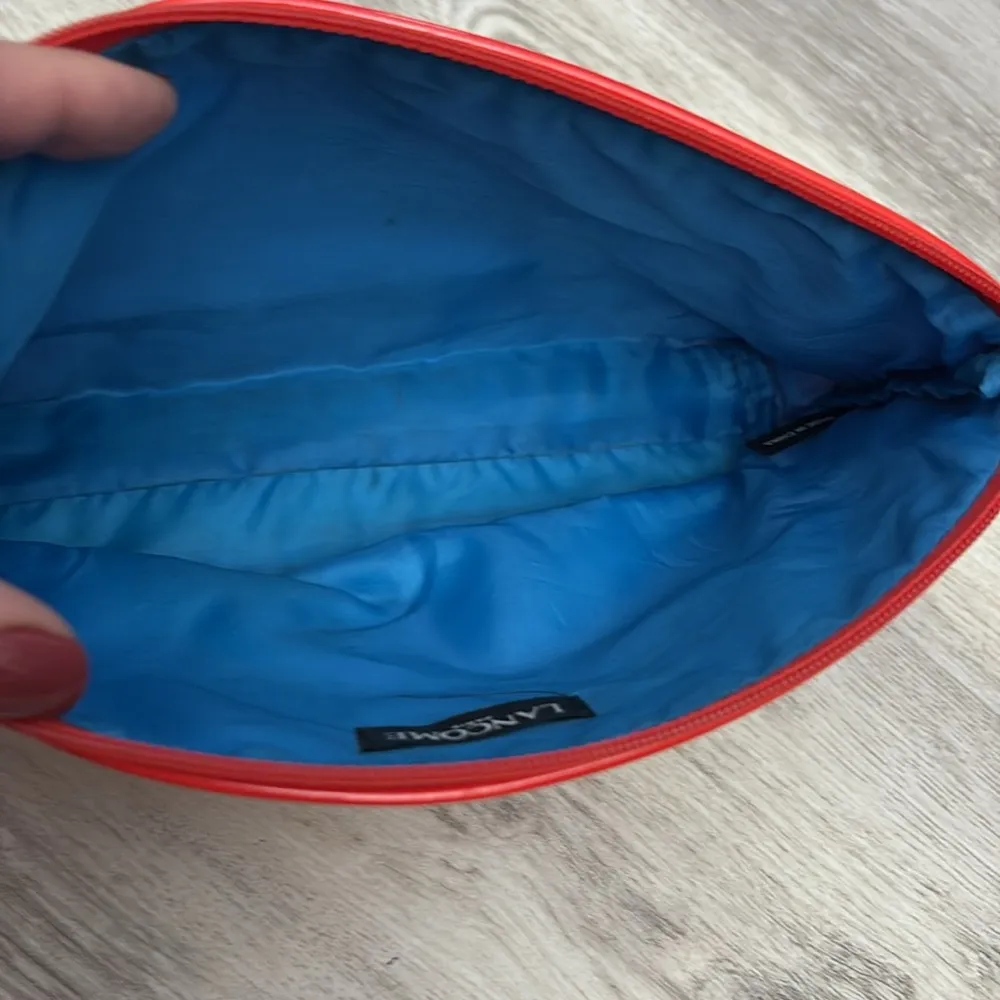 Lancome Red Floral Print Paris Zip Top Cosmetics / Makeup Bag Approx 10" X 5.5" - Image 7