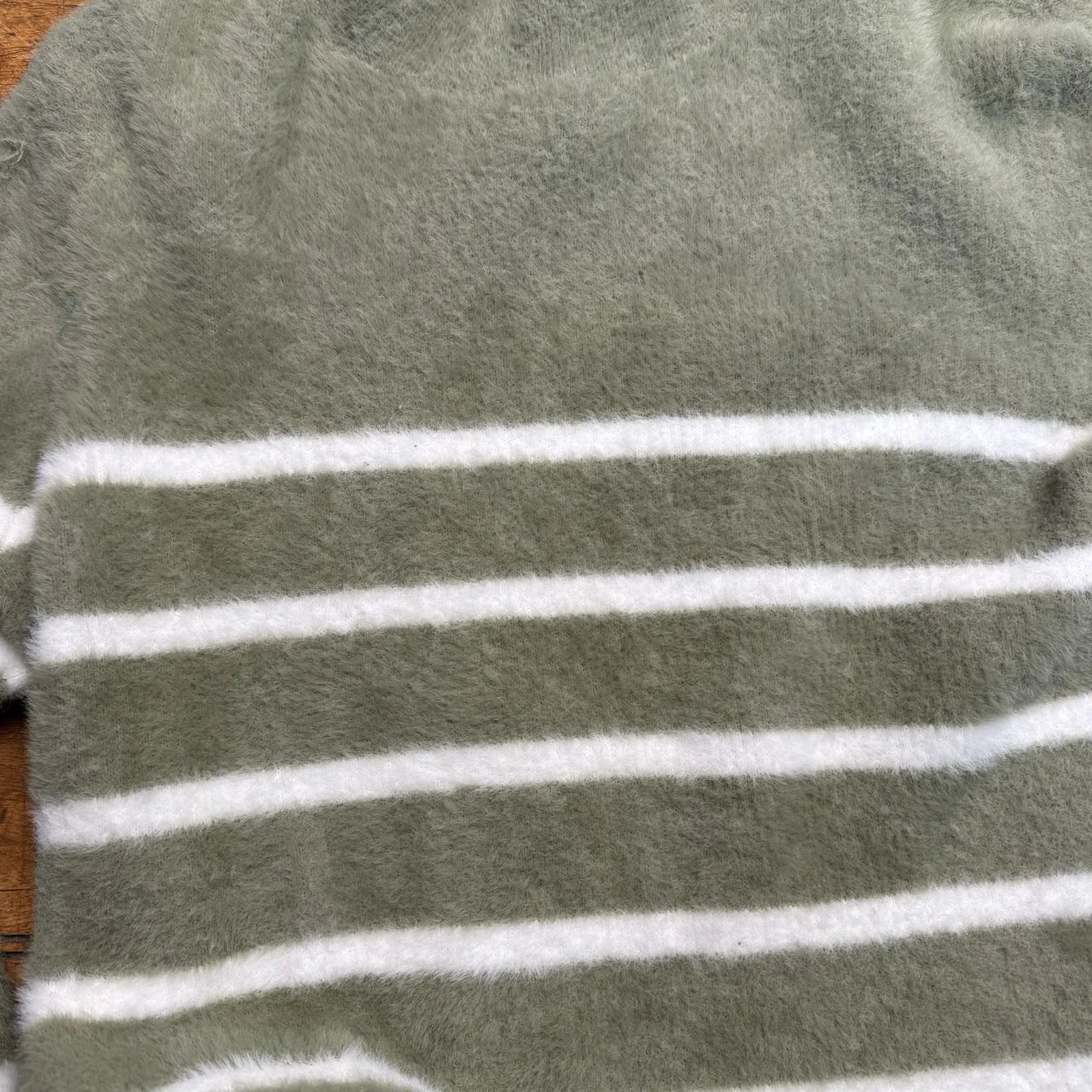 Bailey 44 Sweater Sz Medium Mock Neck Soft Pullover‎ Stripped Fuzzy Knit - Image 2