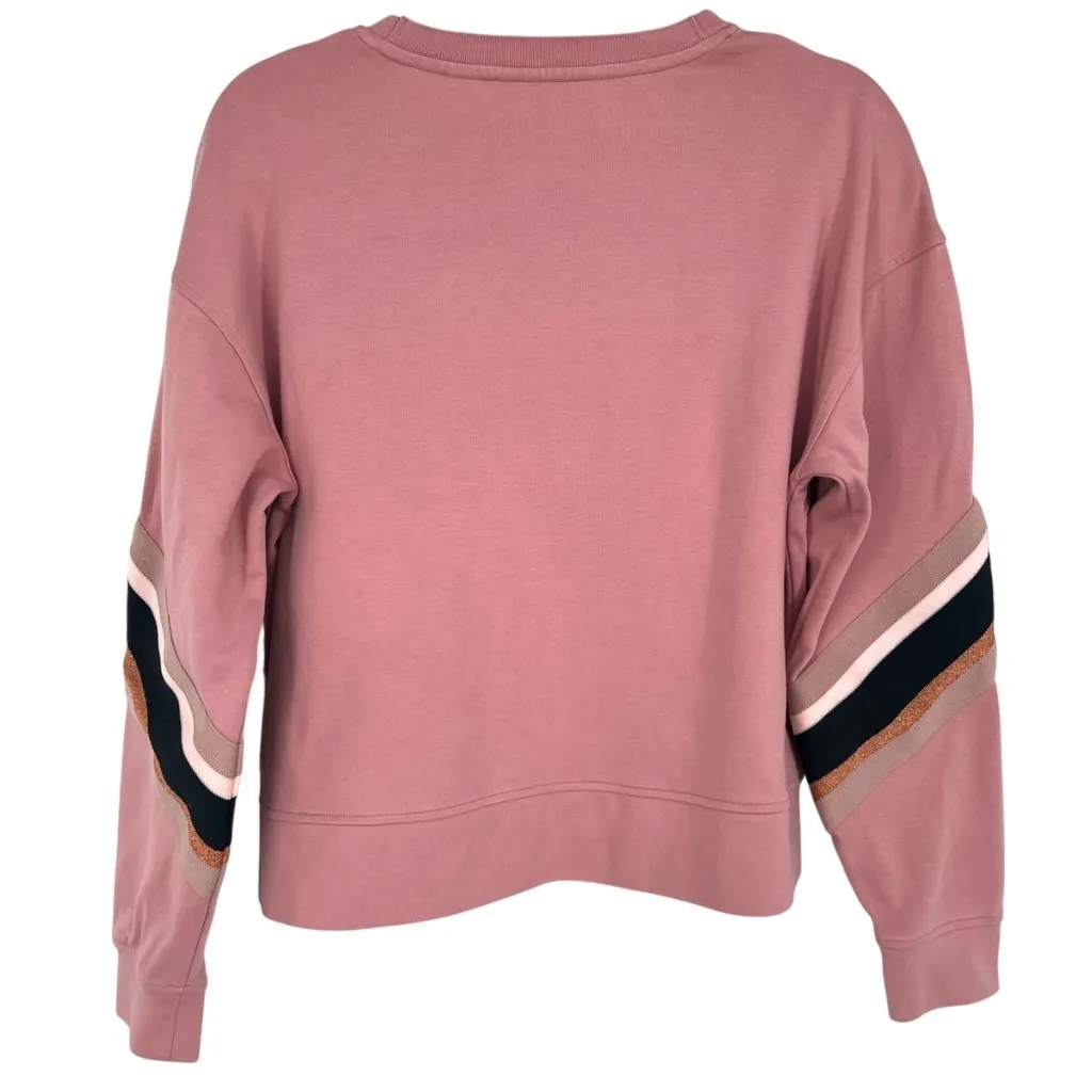 Ted Baker London Jordan Striped Dropped-Shoulder Sweatshirt Rose Pink Size 2 XS - Image 6