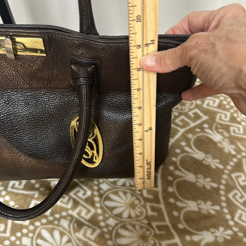 ONNA EHRLICH Black Leather MADISON Tote Satchel Handbag Purse Brown - Image 7