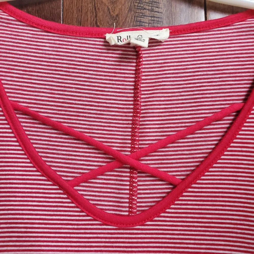 Rolla coster tshirt like material dress size medium in red and white stripes - Image 2