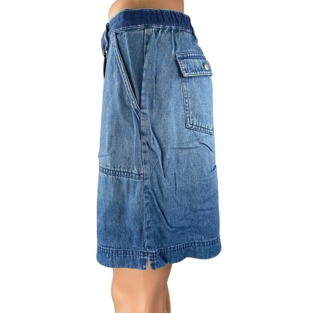 Karen Scott Women's Blue High Waisted Casual Denim Jeans Bermuda Shorts Size 6P - Image 2