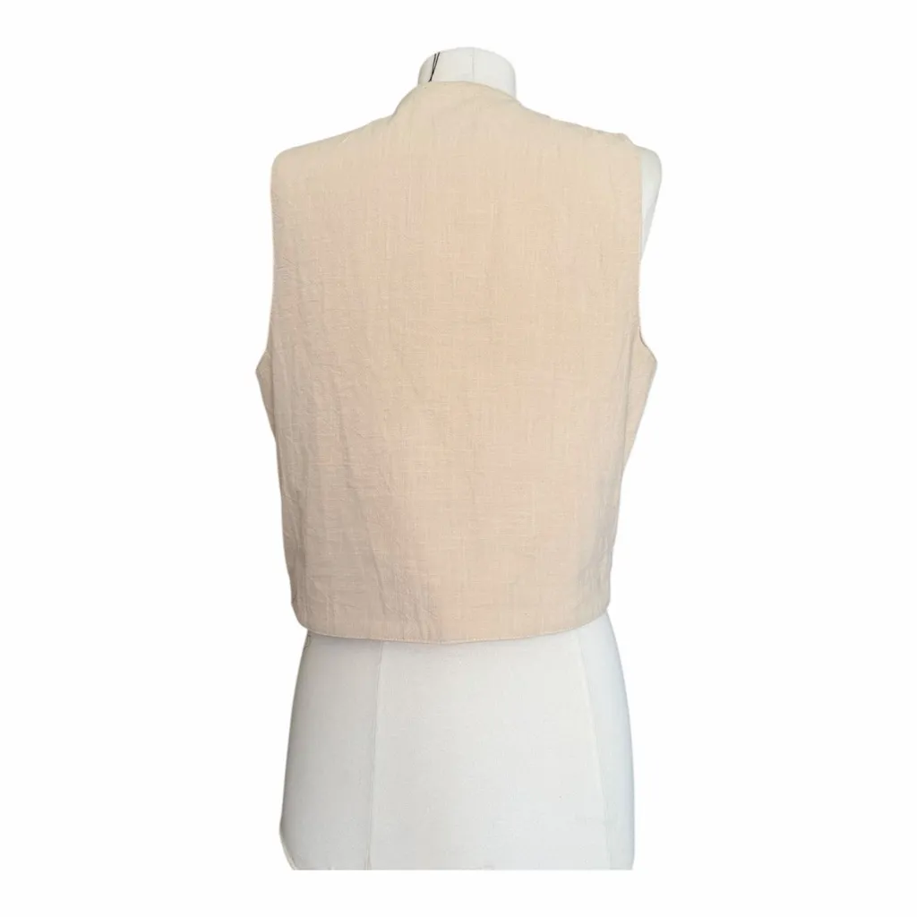 Daniel Collection Tie Front Ecru Black Contrast Embroidery Vest Small NWT - Image 6