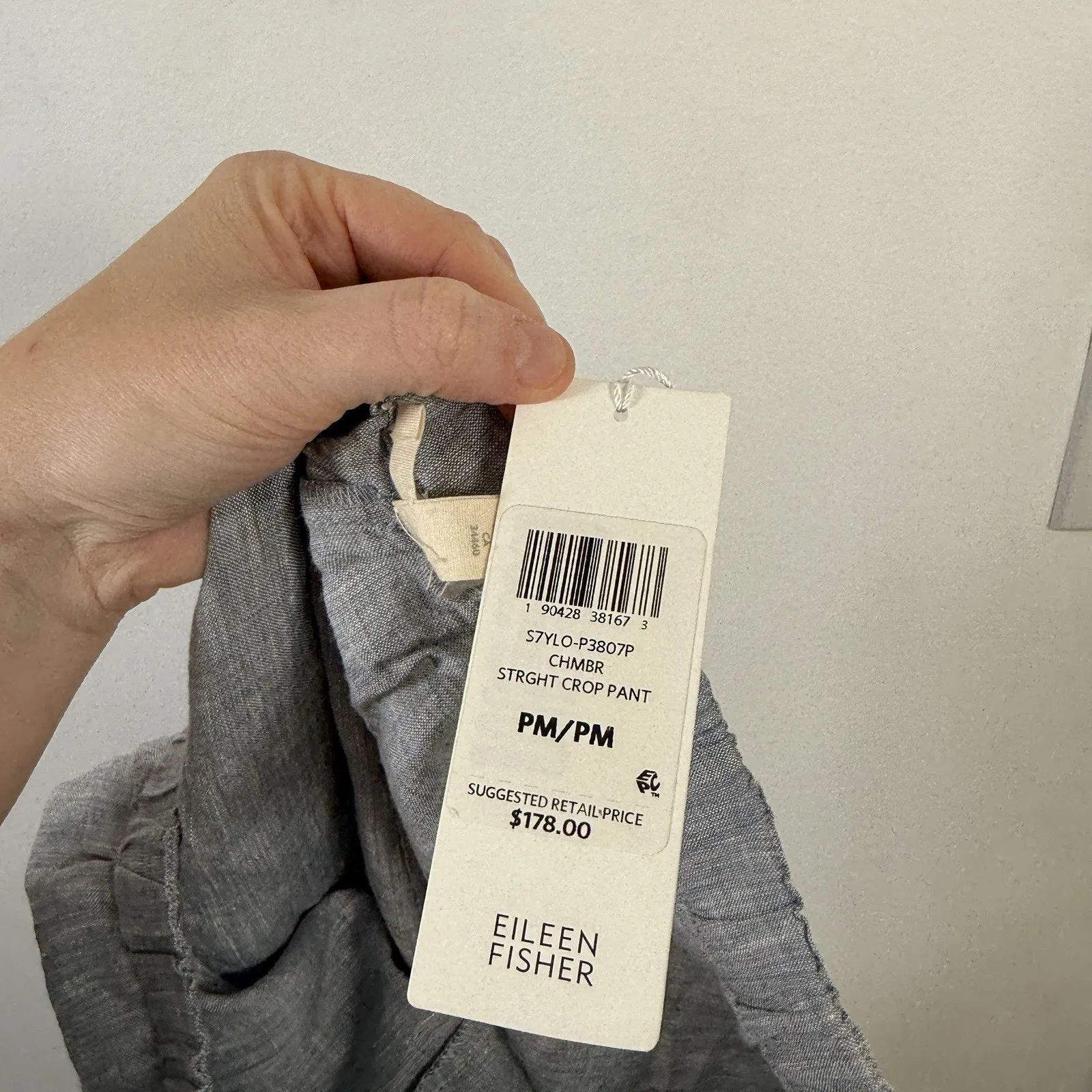 Eileen Fisher Straight Crop Pant Chambray Blue 100% Linen Lagenlook NEW Women PM - Image 6