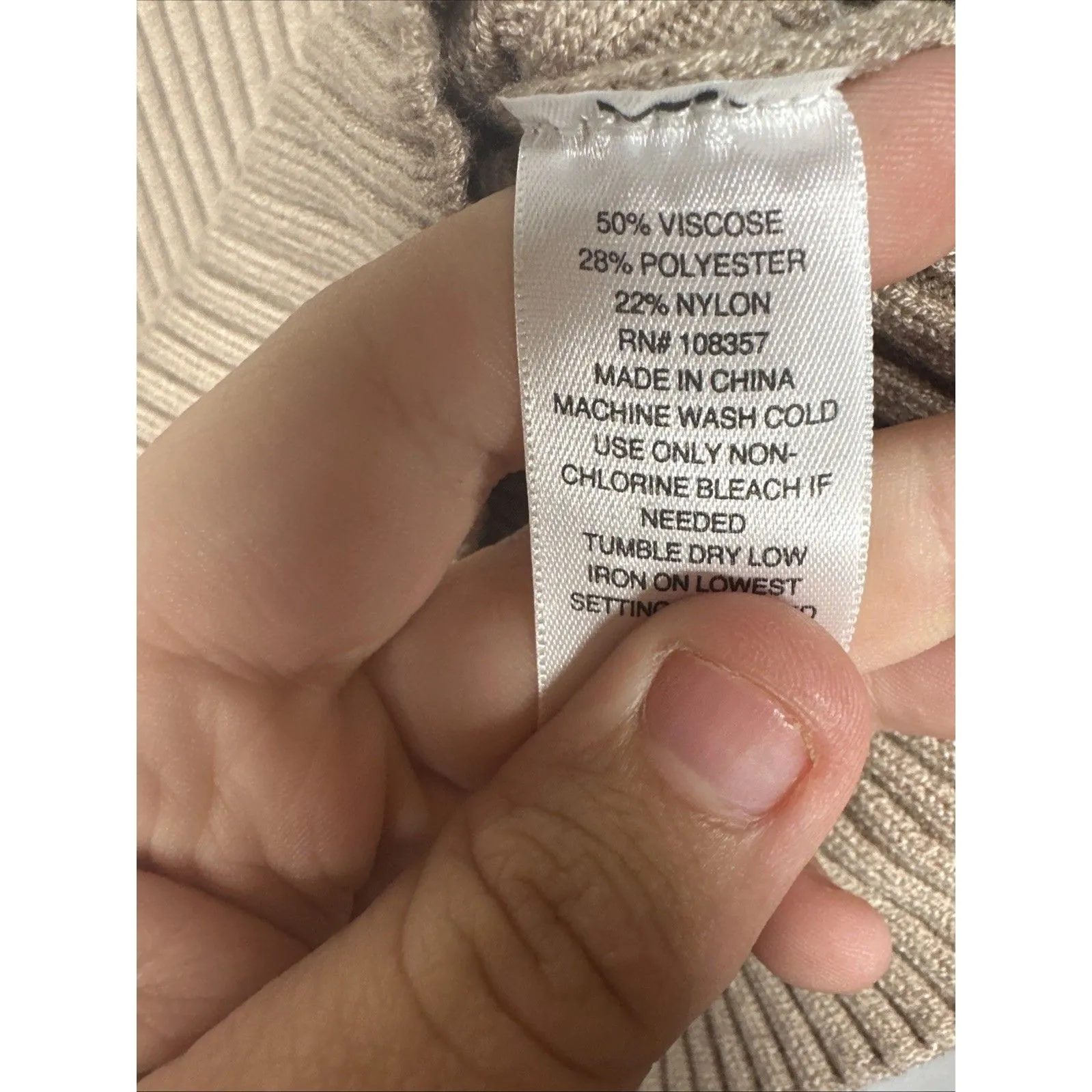 Worthington Women’s Sweater Large Light Brown Ribbed Knit Long Sleeve Top NWT - Image 9