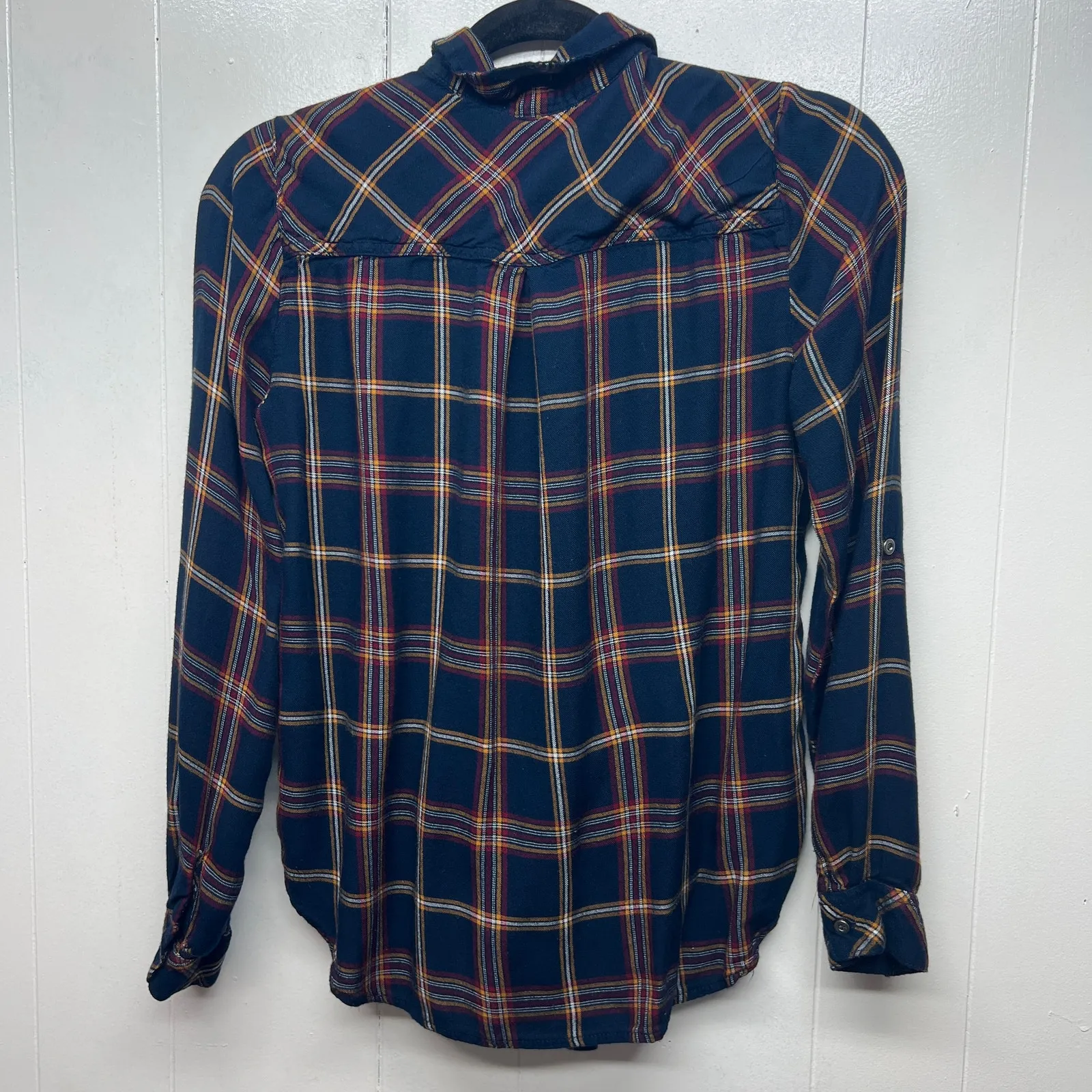 Be Cool Plaid Button Front Women's Long Sleeve Shirt Size Small Tie Front - Image 6