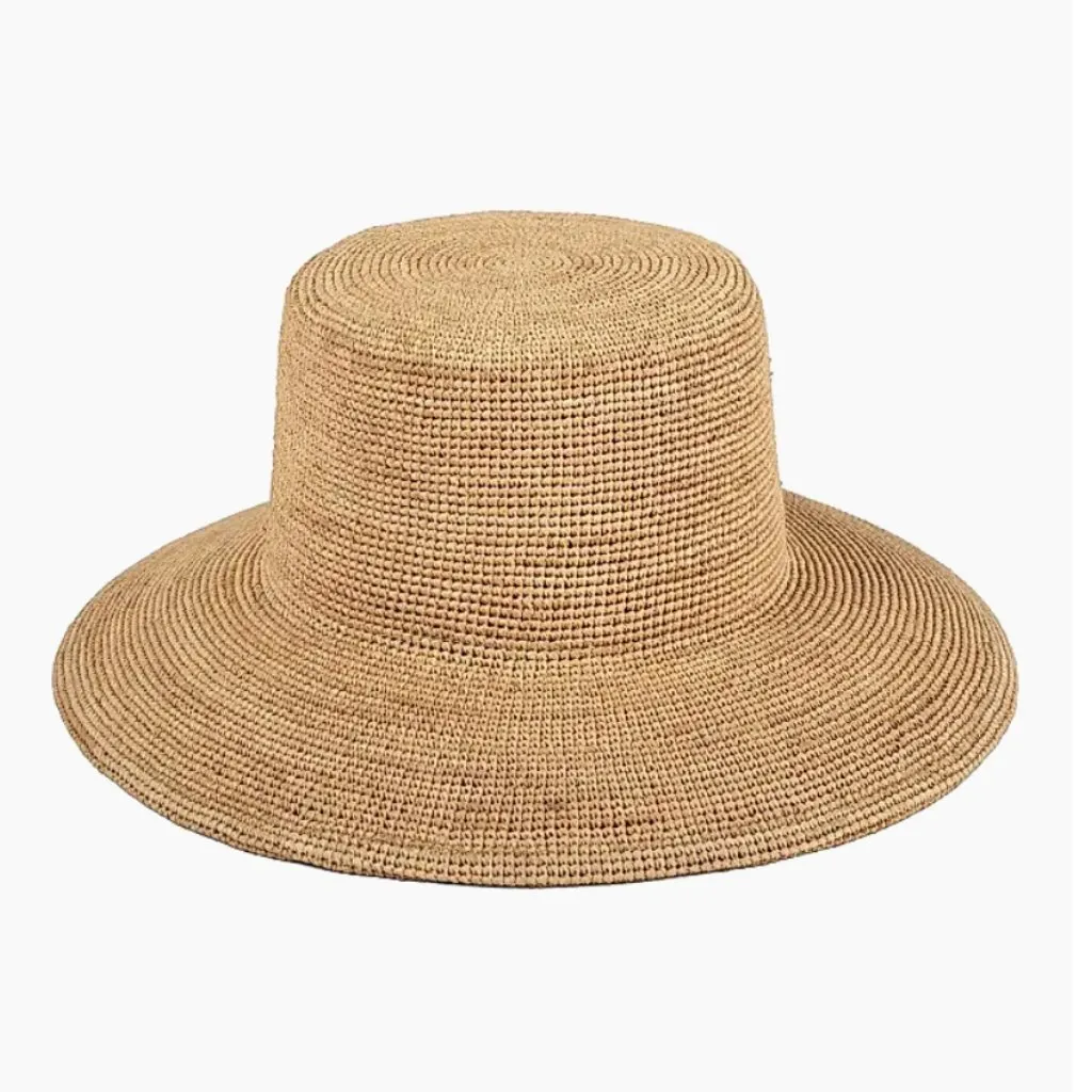Lack of Color Wide-Brimmed Raffia Straw Bucket Hat - Image 3