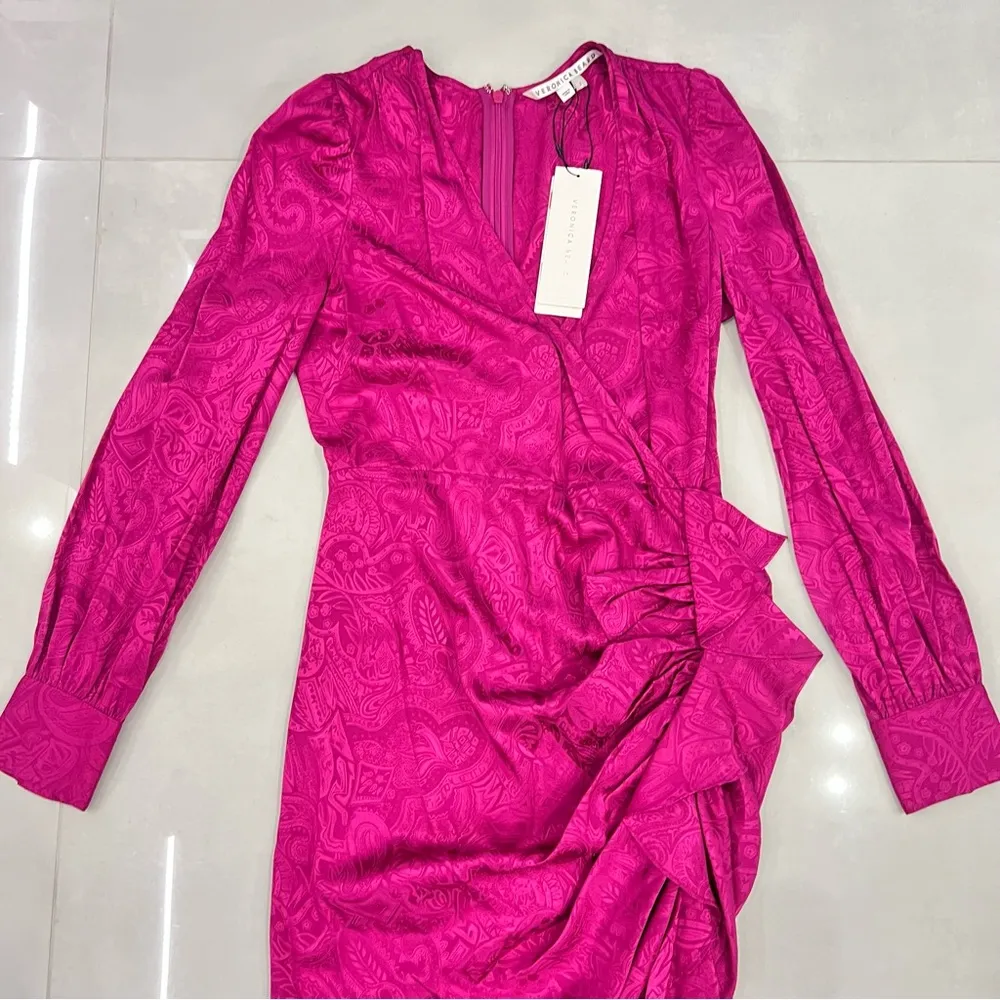 Veronica Beard Weiss Side Ruffle Long Sleeve Silk Blend Maxi Dress - Image 5