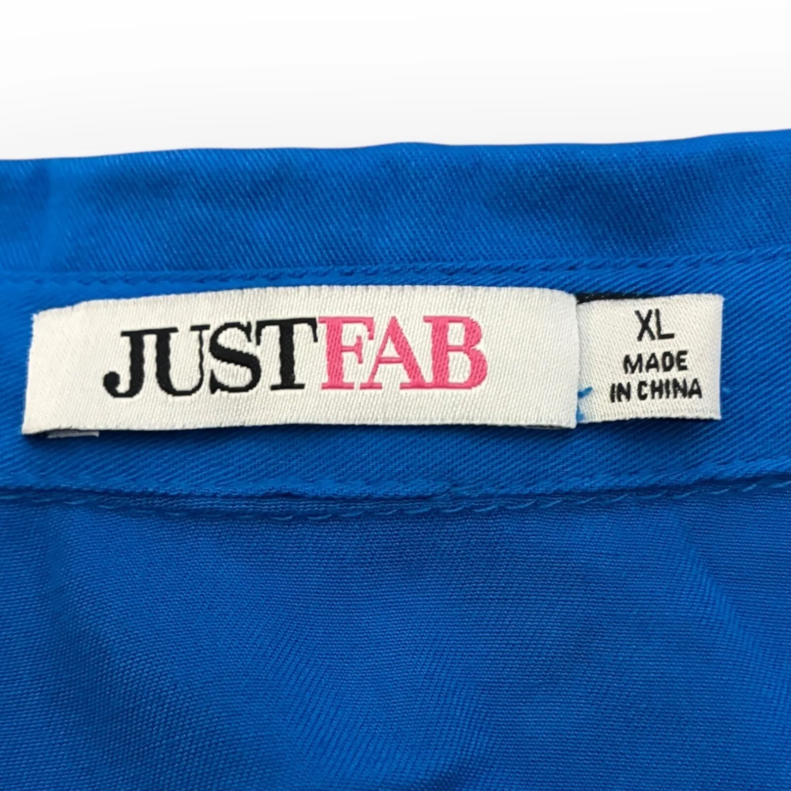 JustFab Blue Shirt Dress XL Long Sleeve Drawstring Waist Pockets Collared NWOT - Image 5