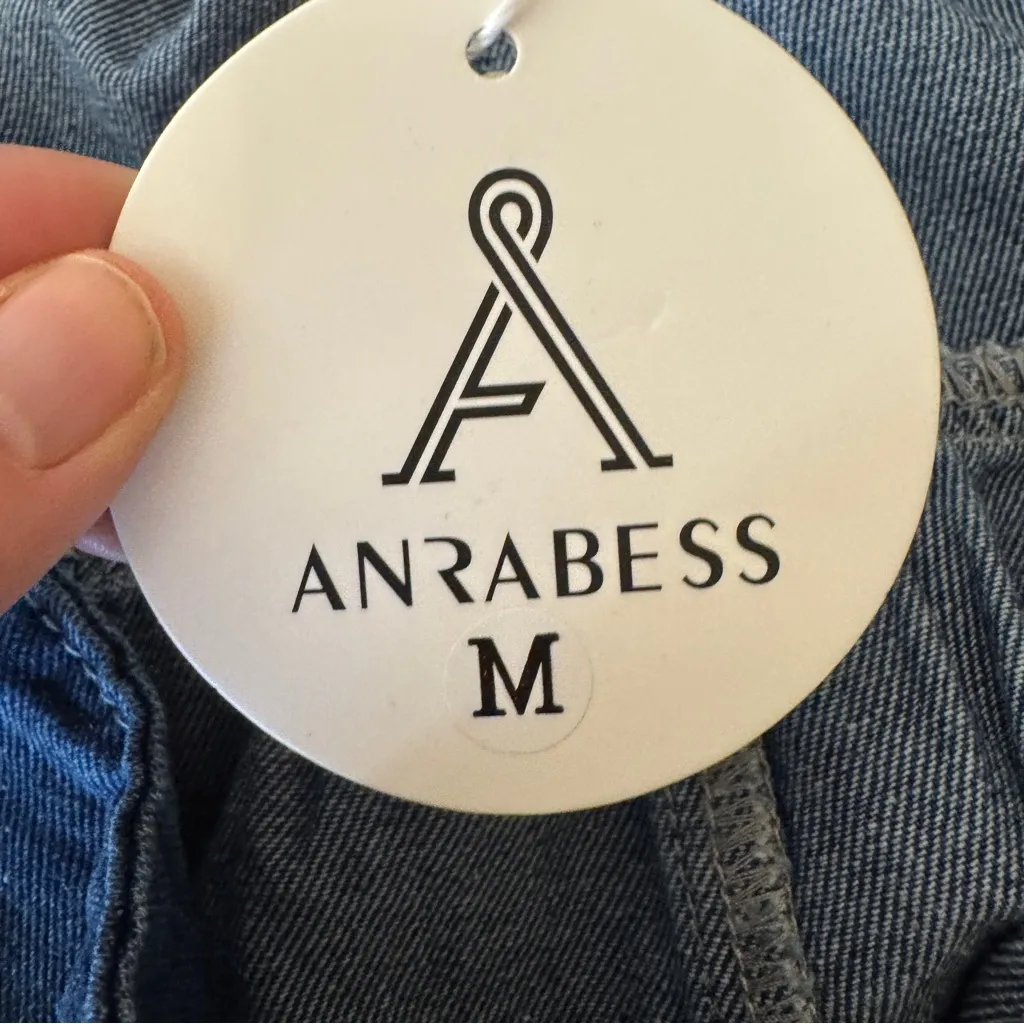 Anrabess Blue Denim Ruffled Jean Shorts Womens M Festival Boho Coquette NWT Size M - Image 3