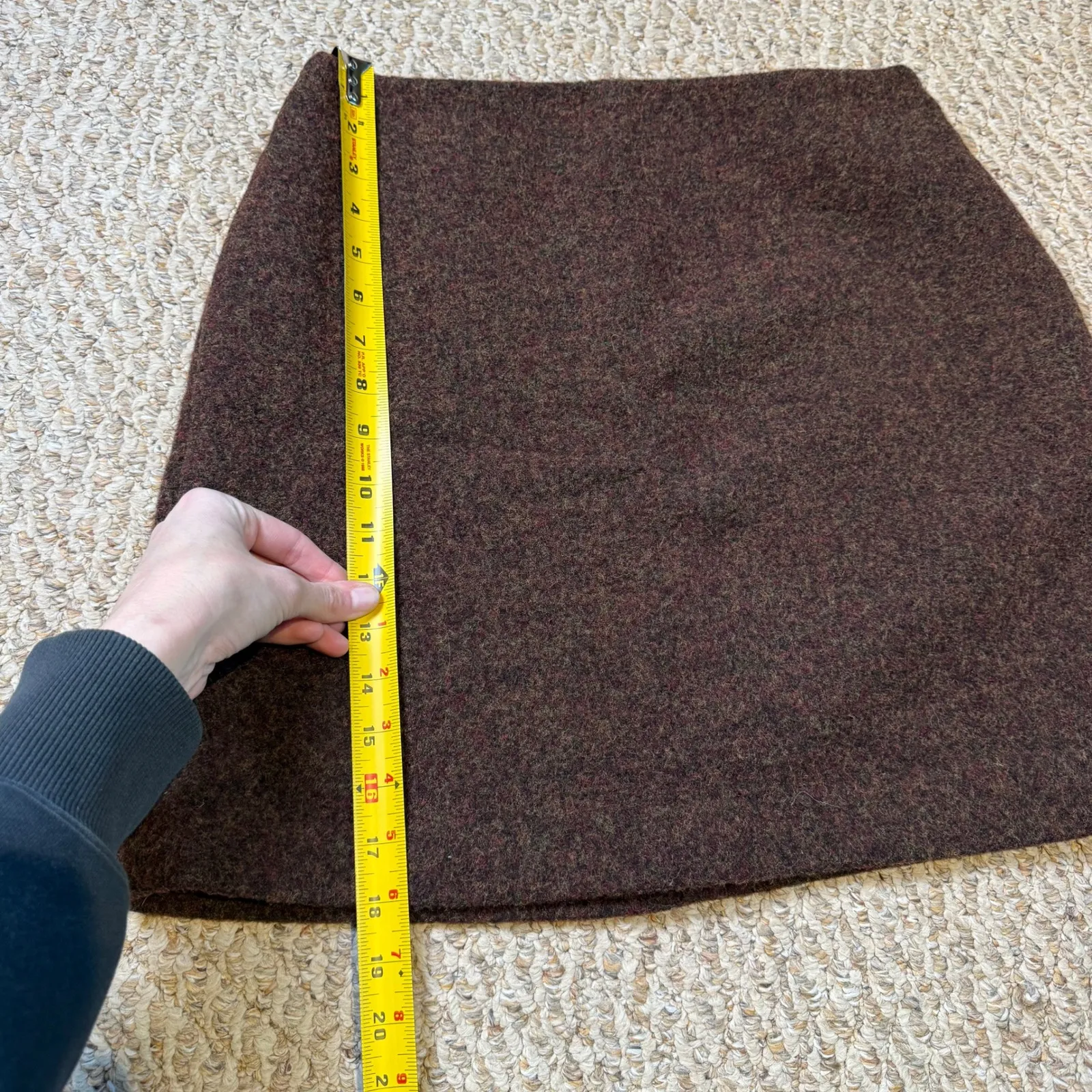 UNIQLO Women's Wool Blend A-Line Mini Skirt Brown Size 8 Academia Preppy Trendy - Image 2