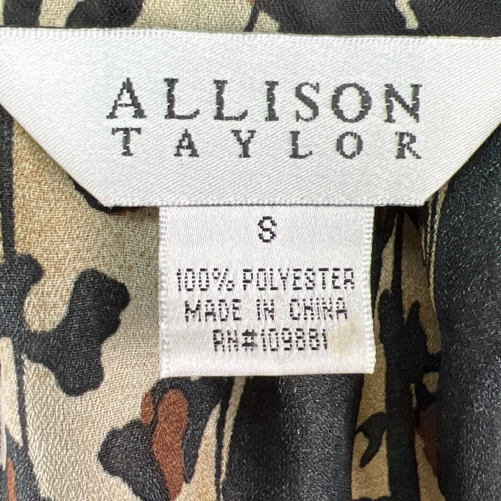 Allison Taylor Size Small Brown Leopard Sheer Button Up Bow Top Blouse - Image 8