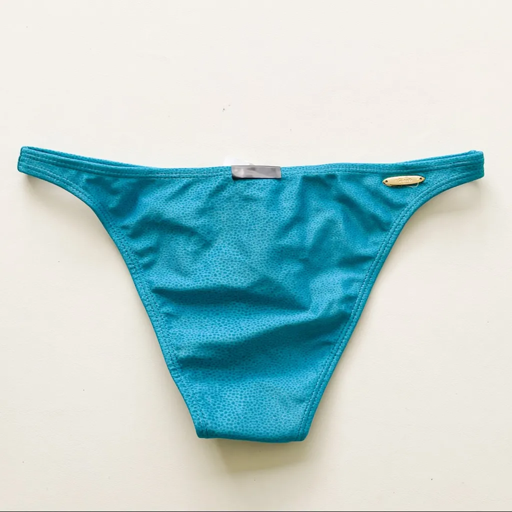 Corpo Bonito Teal Polka Dot Brazilian Cut Bikini Bottoms NWT Large *RUNS SMALL* Blue - Image 2