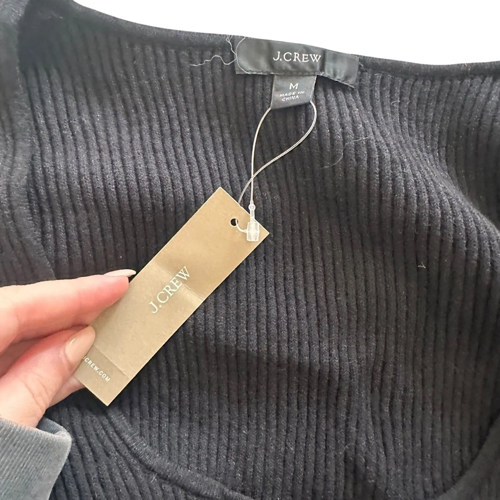 NEW NWT JCREW Scoopneck Ribbed Cardigan Top Black Medium - Image 5