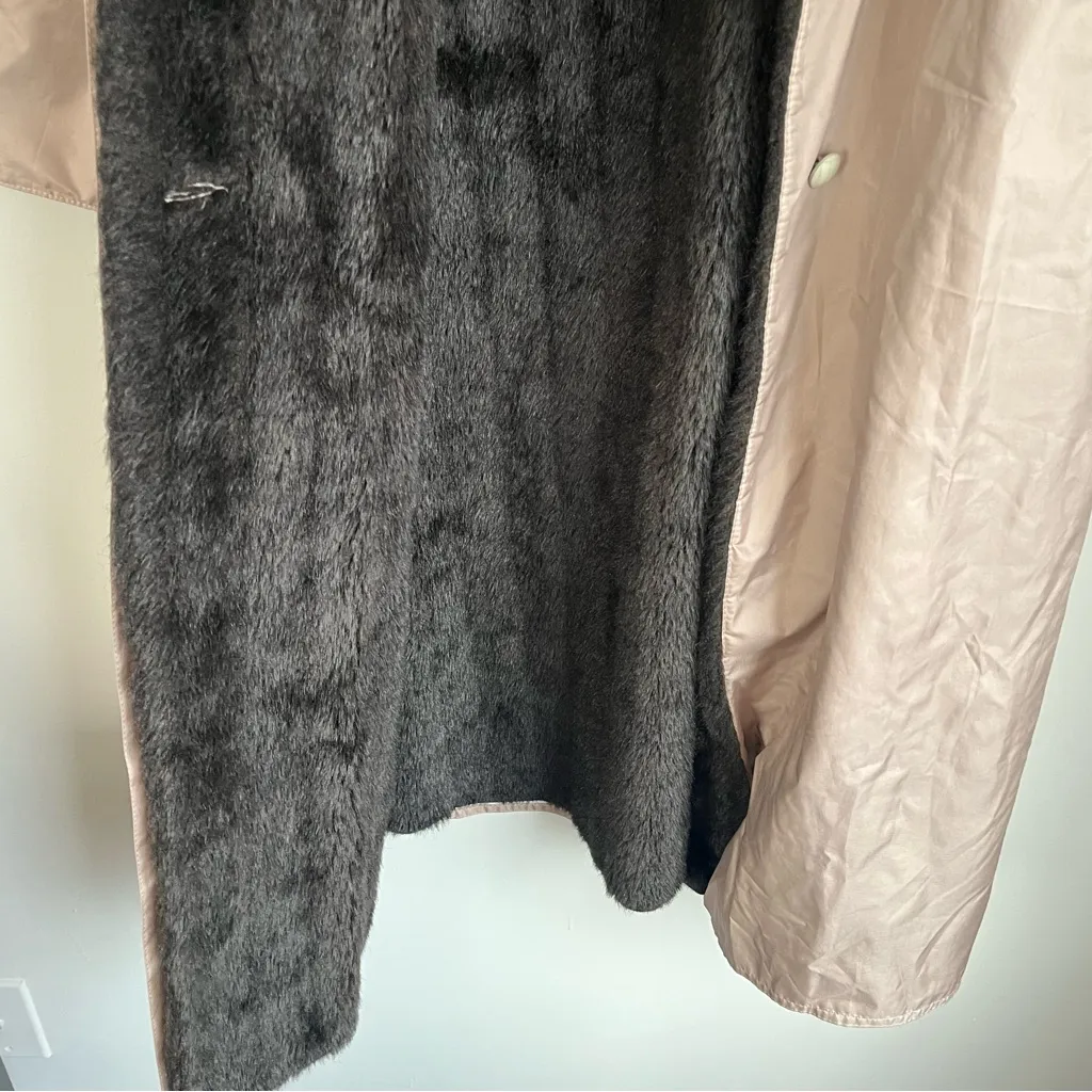 Vintage 1970s Claude Havrey Paris Fur Lined Trench Coat Size XL Tan - Image 4