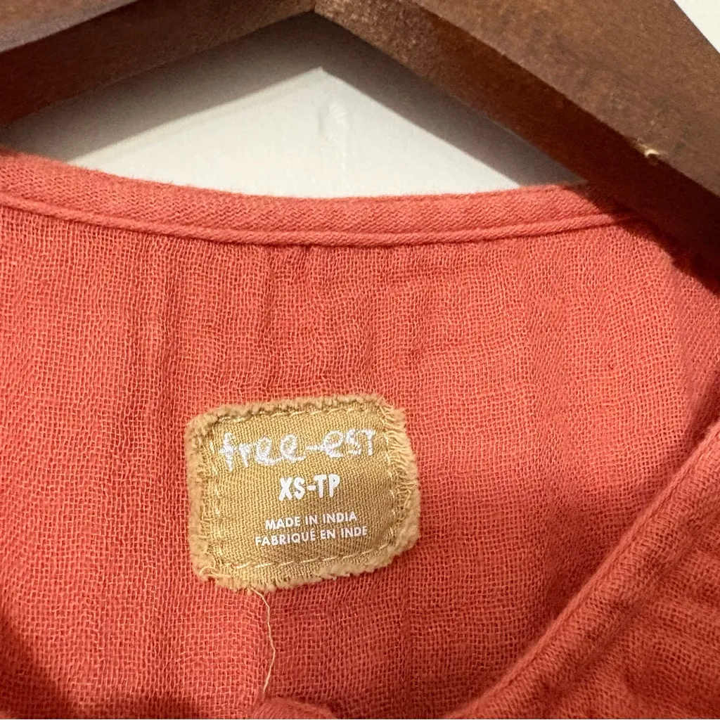 We The Free by Free People Luka Top Mango Red Size XS | Boho Peplum Blouse - Image 4