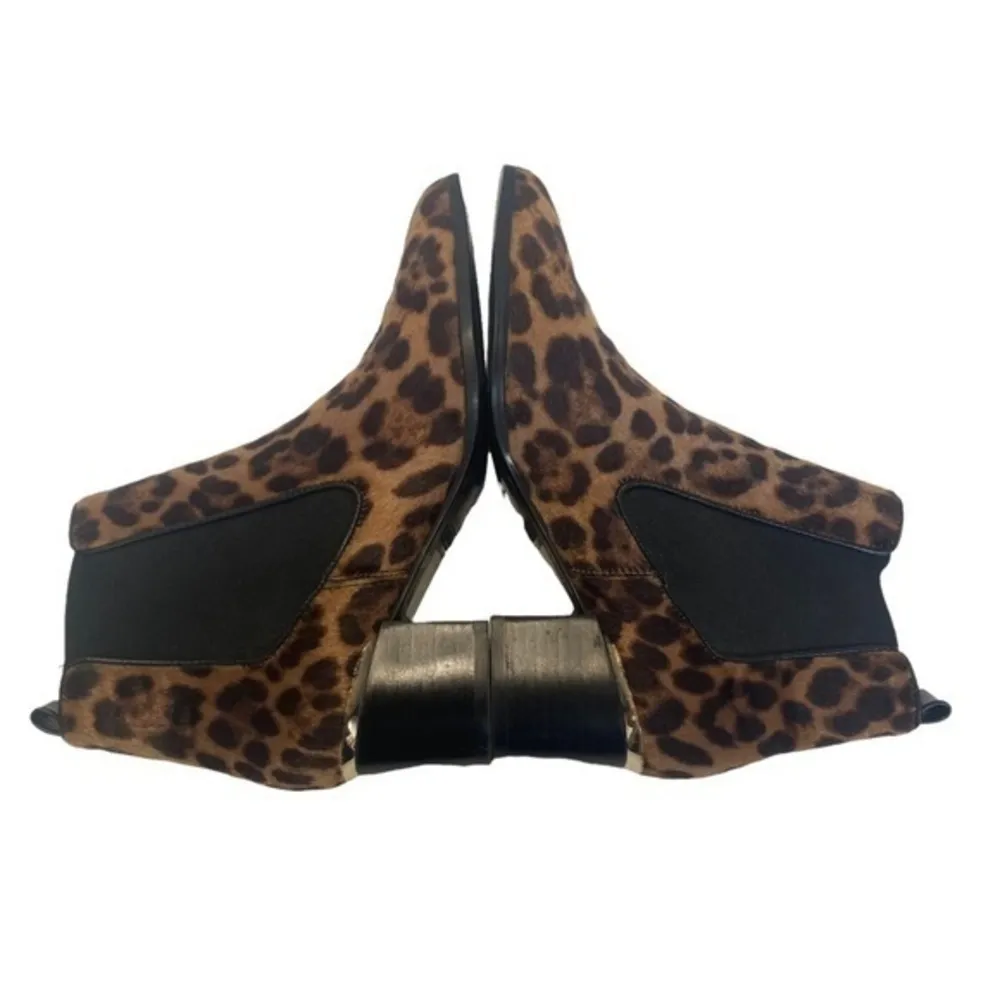 Nine West Leopard Animal Print Faux Fur Ankle Boots Block Heel Slip On Size 7.5 - Image 6