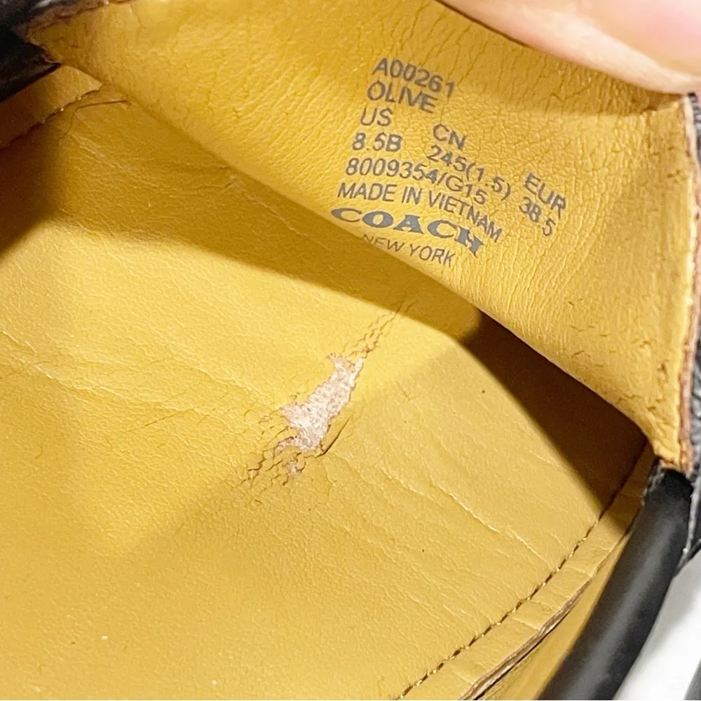 Coach Size 8.5 Signature Olive Black & Grey Jacquard Loafers - Image 5