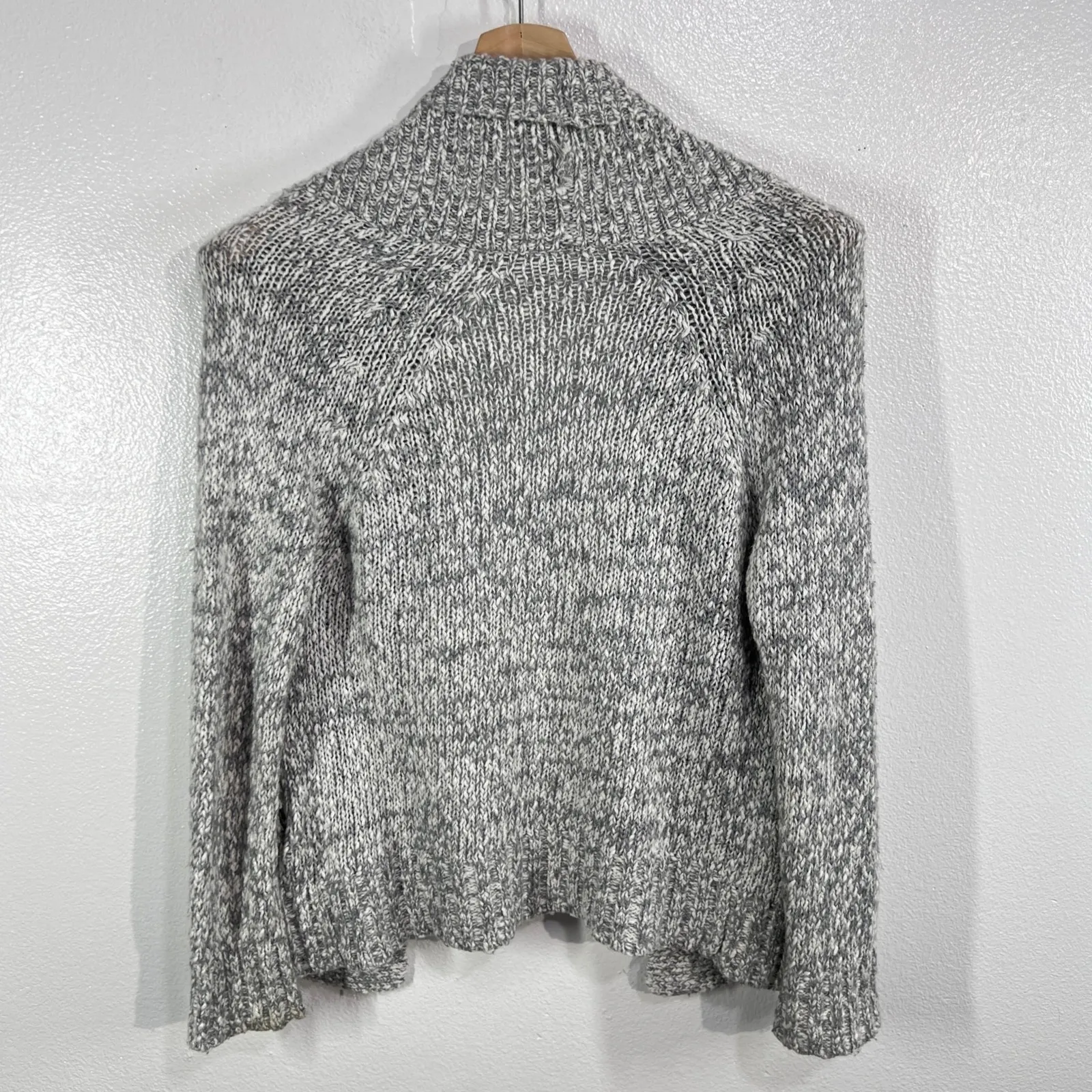 Talula Gray Marled Open Front Sweater Angora Wool Cashmere Blend Cozy Cardigan - Image 3