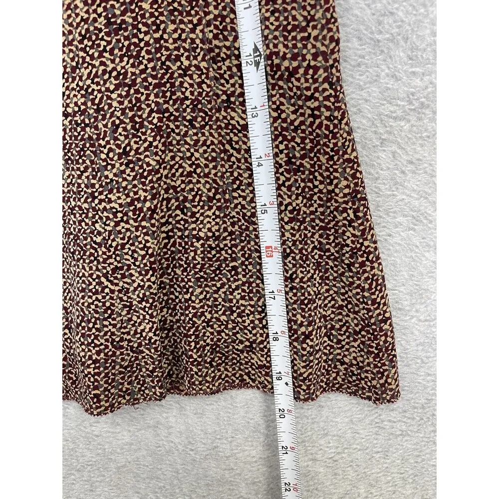 Elie Tahari Women's Skirt A Line Printed Size 8Petite Silk Blend Burgundy - Image 9