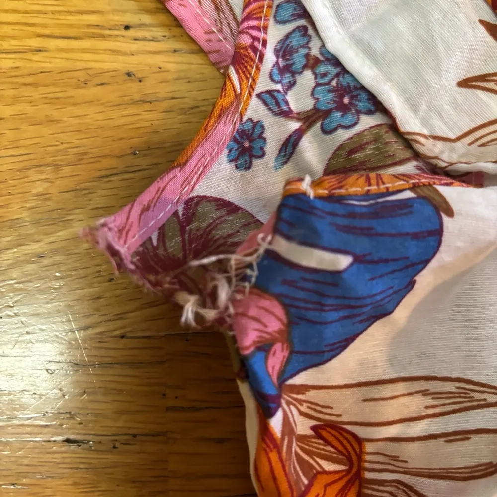 THML NEW Floral Ruffles Boho Coastal Vacation Resortwear Peplum Blouse S - Image 4