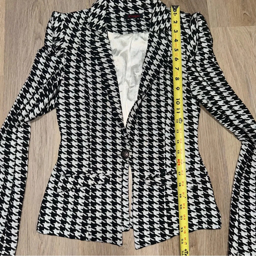 XTaren  Black & White Houndstooth Blazer - Size Small - Image 5