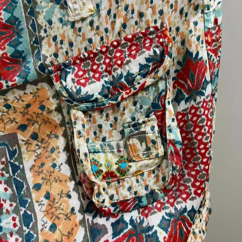 NWOT Johnny Was Mick Satin Multicolor Cargo Shorts for Women W35 Rare - Image 4