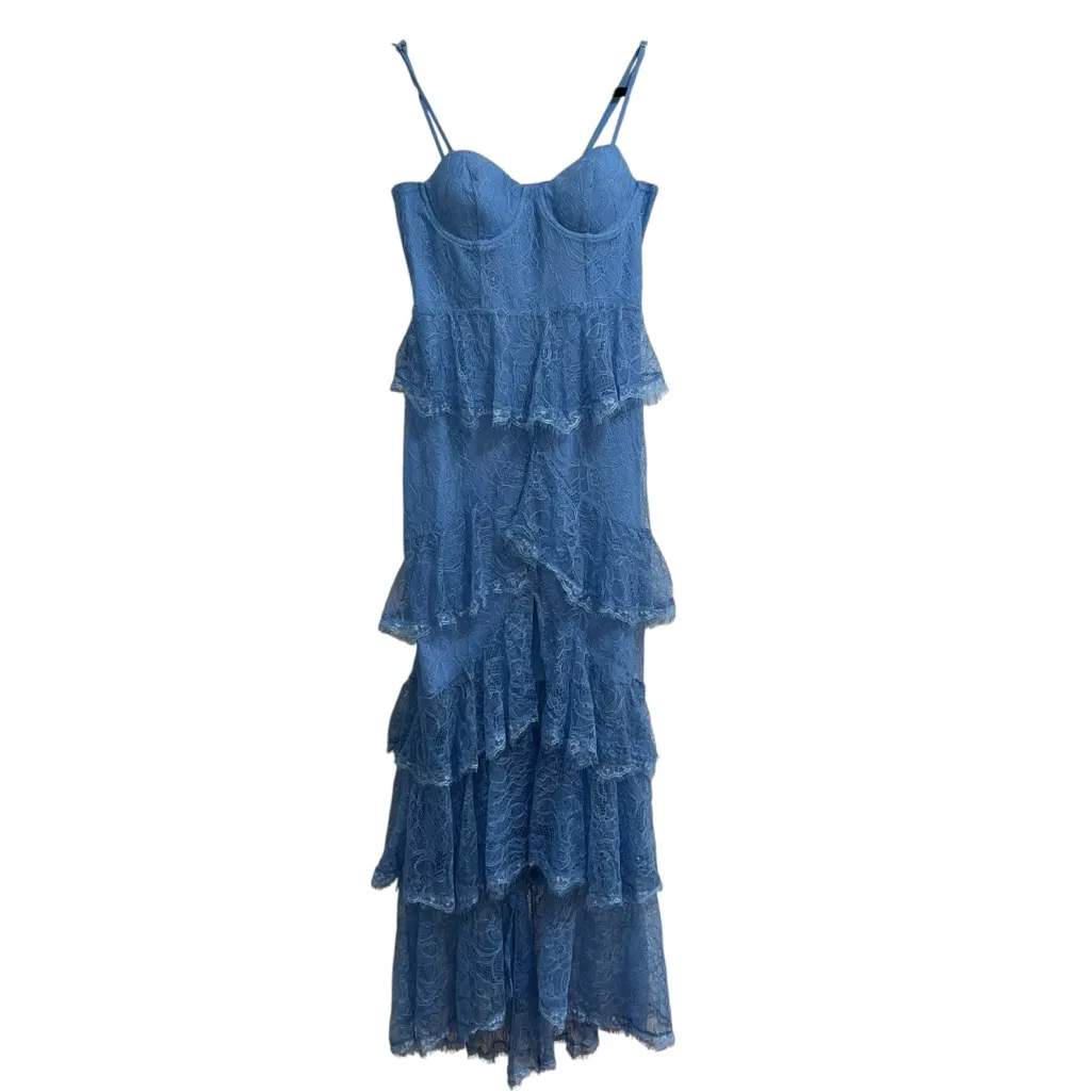 NEW NWT Majorelle Zelda Fitz Lace Maxi Gown In Robins Egg Blue - Image 3