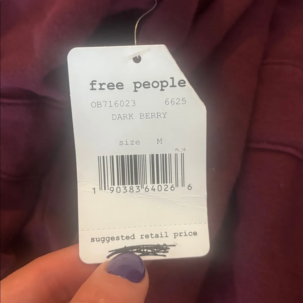 Free People Westwood Cardigan M NWT Dark Berry Hooded Velvet Wrap Whimsygoth - Image 16