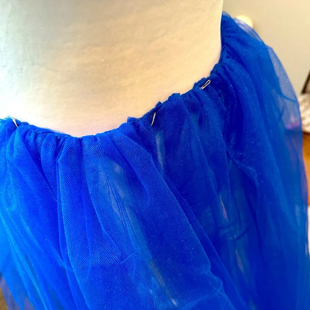 Tulle blue train length overskirt Size 2 - Image 2