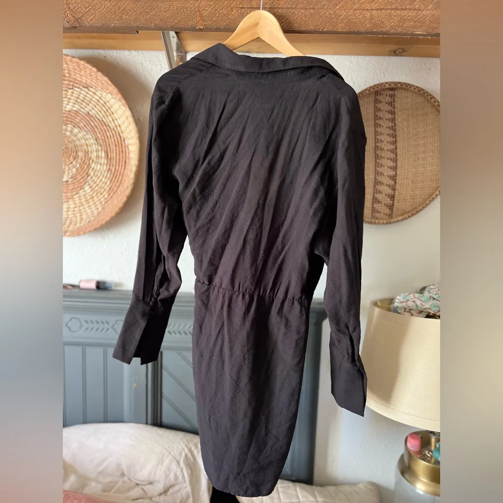 NWT H&M Womens Black Long Sleeve V-Neck Bow Tie Waist Wrap Dress medium - Image 5