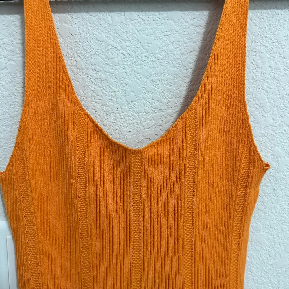 ZARA Orange Knit Romper Jumpsuit Scoop Neck Tank NEW Large - Image 5