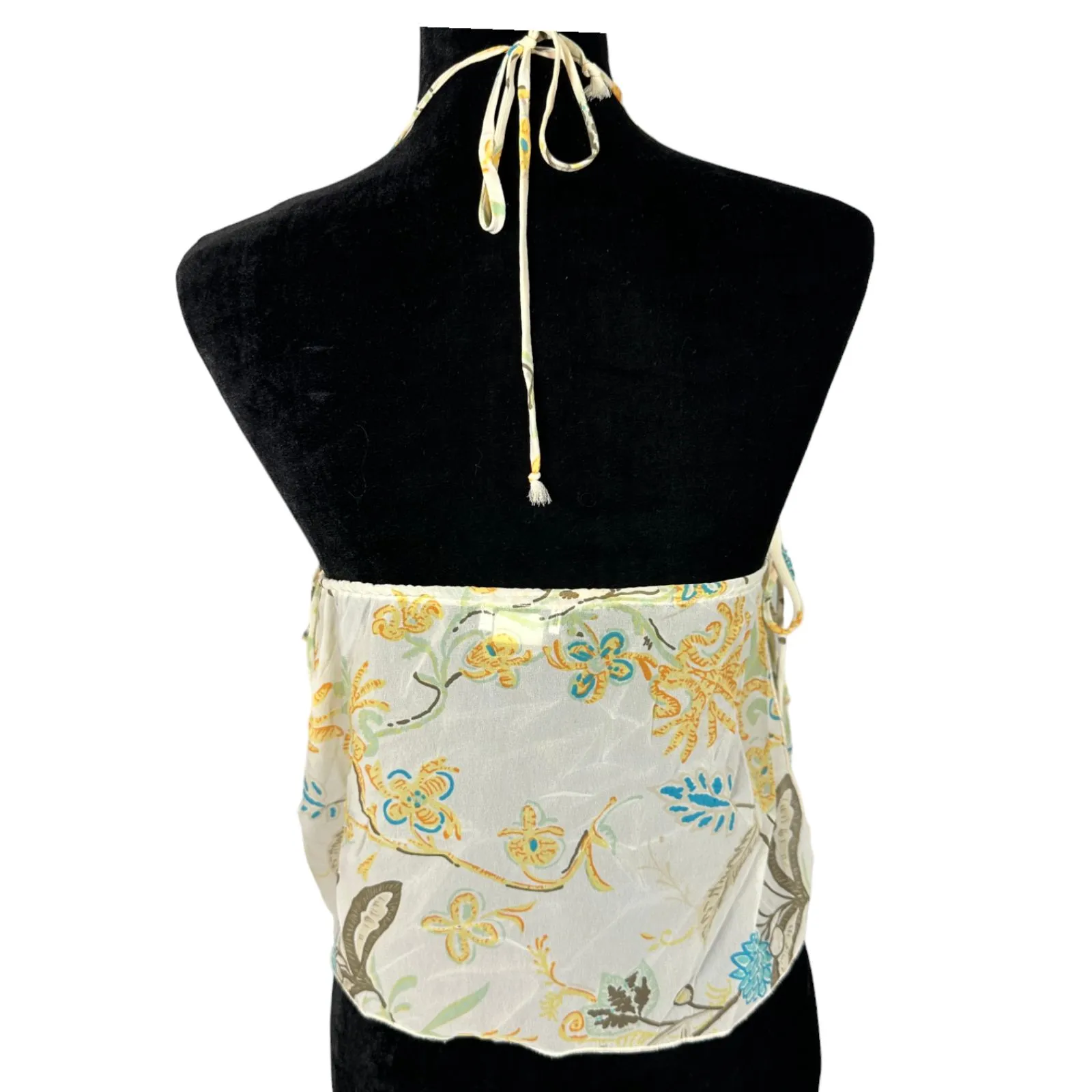 Vintage 90s Babydoll Semi Sheer Floral Halter Blouse Size Small - Image 2