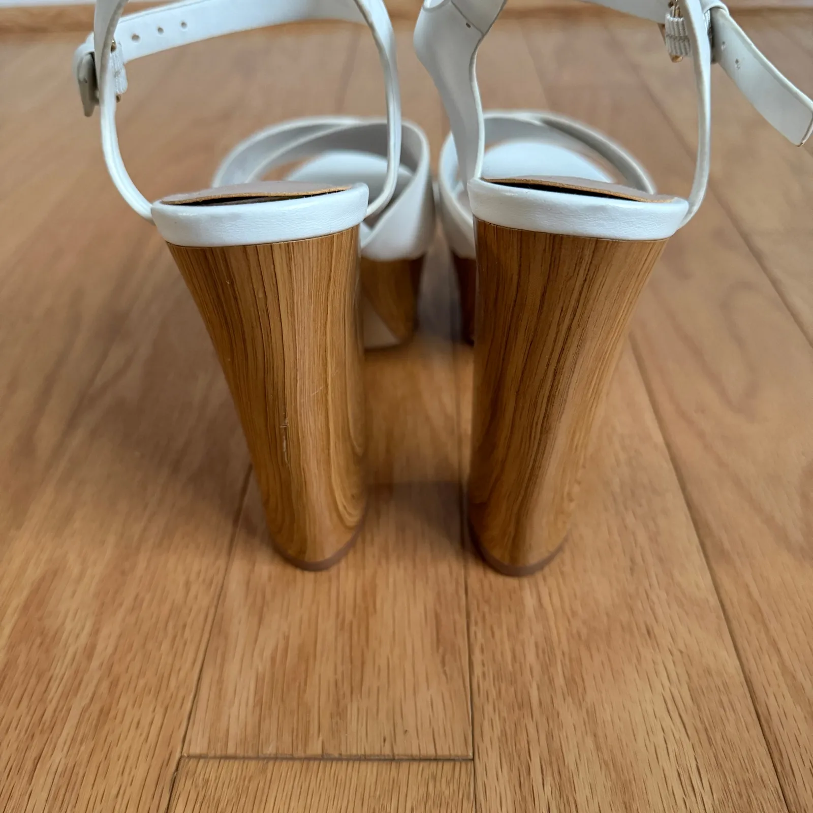 Aldo sz‎ 6 white chunky cottagecore boho platform heels - Image 4