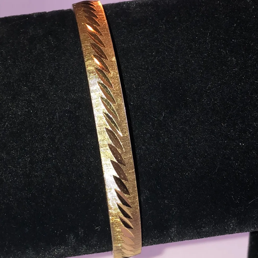 Monet Vintage Gold Tone Textured Retro Boho Bangle Bracelet - Image 3