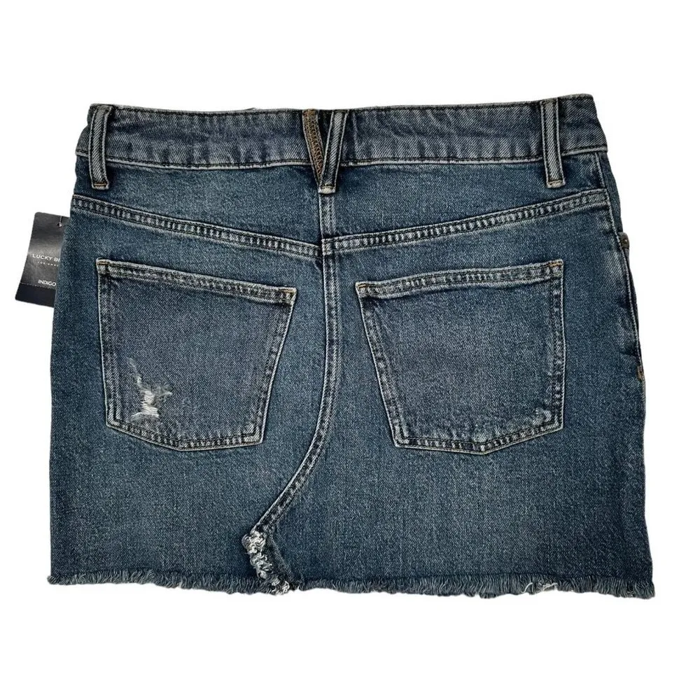 NEW/NWT Lucky Brand Medium Wash Denim Distressed Jean Skirt Size 4 - Image 3