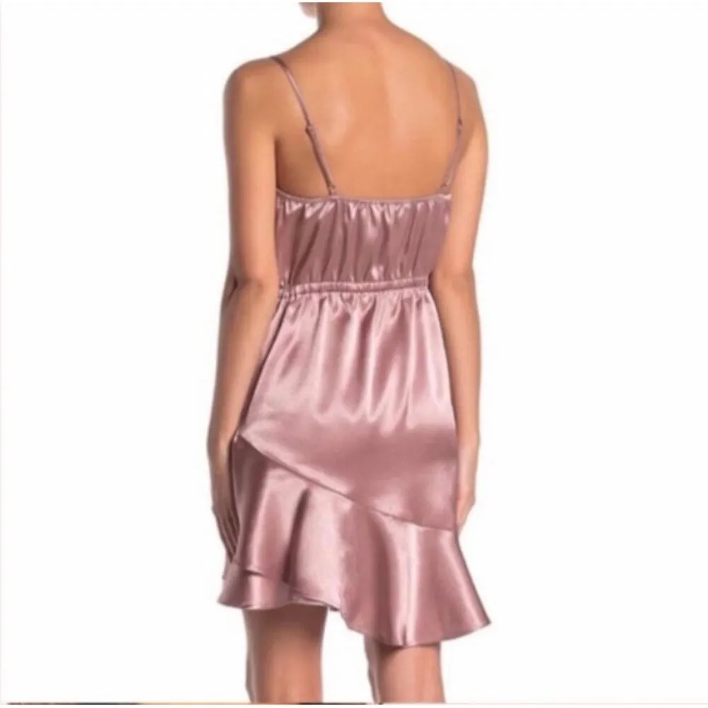 Favlux Satin Cowl Neck Ruffle Hem Mini Cocktail Dress Rusty Rose Size Large NWT - Image 2
