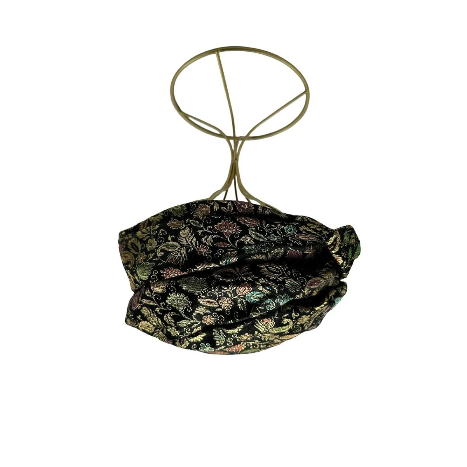 Vintage Womens Tapestry Lined Beret Hat French Floral Blue Black 445570 - Image 3