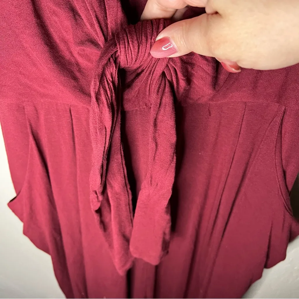 Moulinette Soeurs Anthro Burgundy Willa Jersey Knit Wide Leg Tie Front Jumpsuit - Image 8