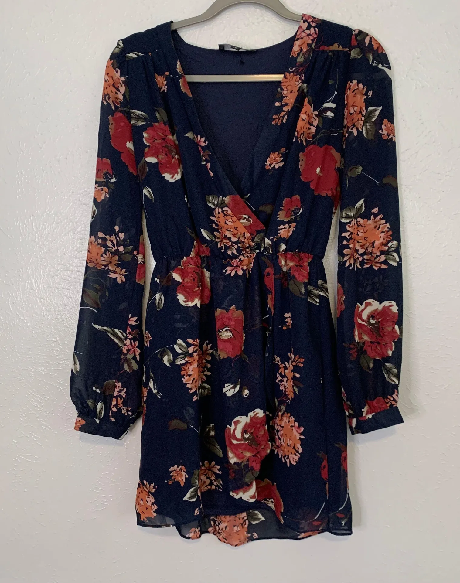 Lulus Navy Floral Print Dress - Image 2