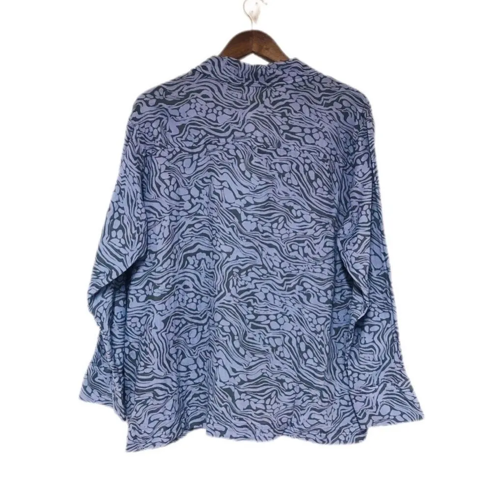 CALME Johnny Was Double Pocket‎ Shacket Button Down Shirt Blue Size Medium New - Image 4