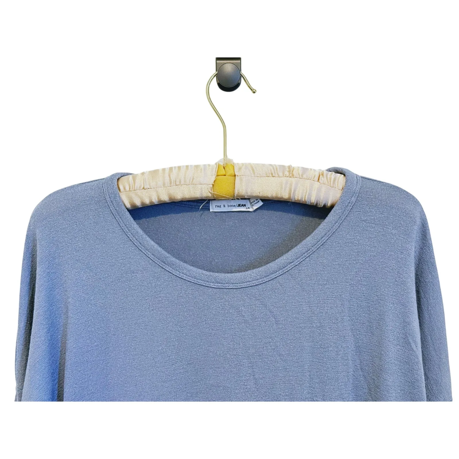 Rag & Bone Quiet Luxury Knit Ribbed Long Sleeve Top Large Grey Blue Minimalist - Image 4