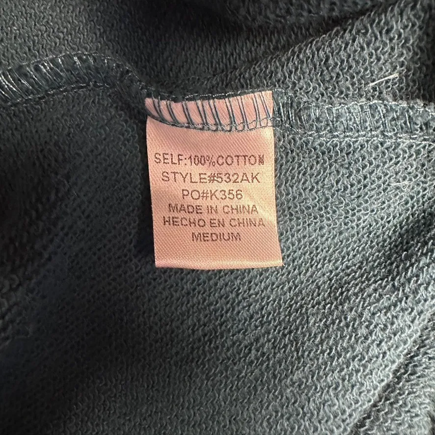 AEMI+CO Teal Blue Long Sleeve Cotton‎ Henley Hoodie Sweatshirt Women's Medium Size undefined - Image 10