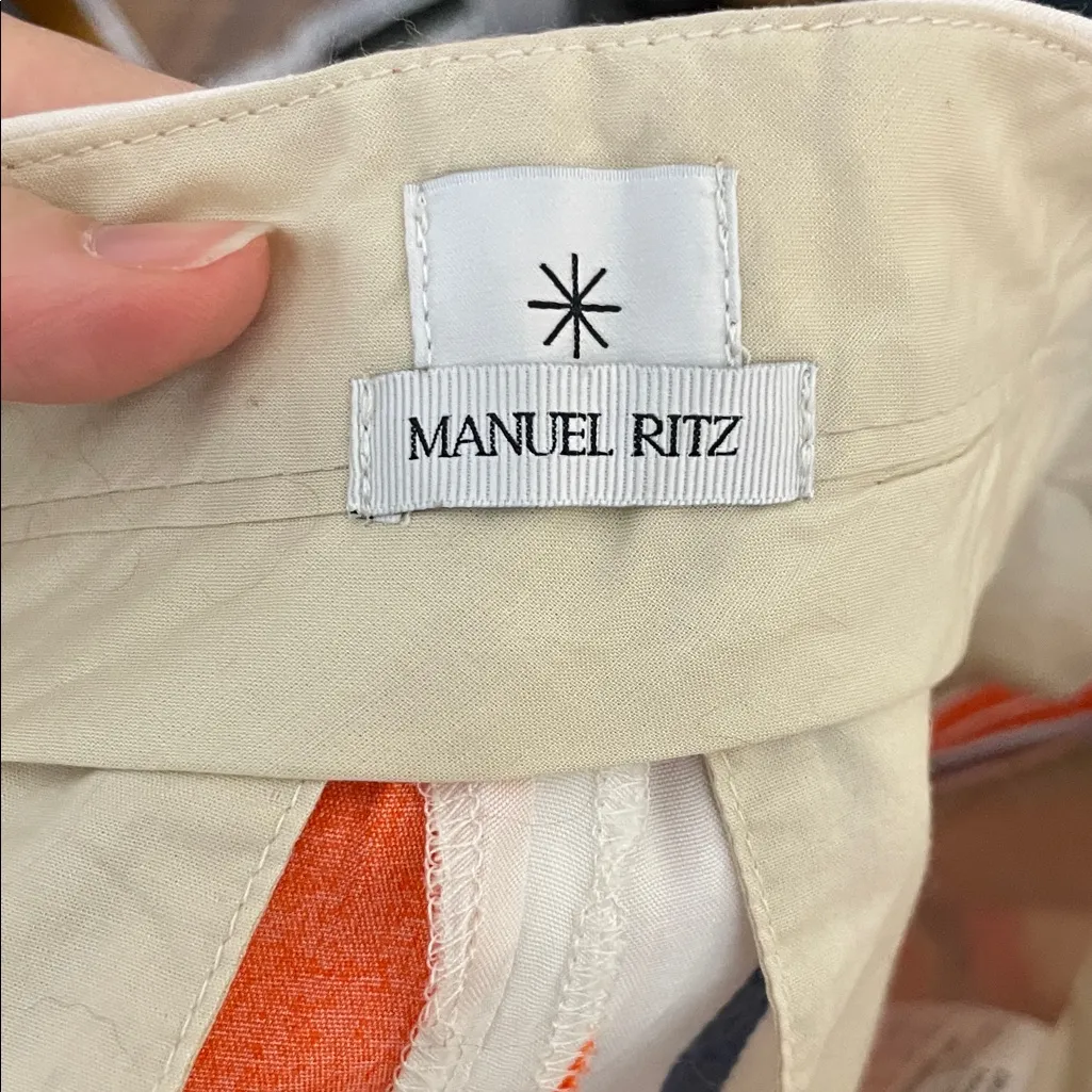 Manuel Ritz Striped Women's Bottoms in Orange, White, and Blue Size Small Orange - Image 3