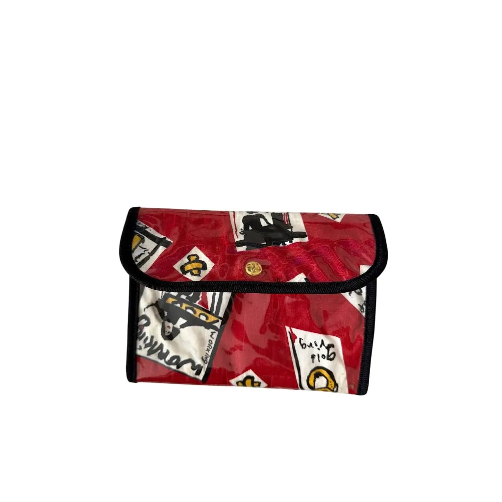 PALOMA PICASSO Vintage Travel Makeup Cosmetic Bag Red - Image 5