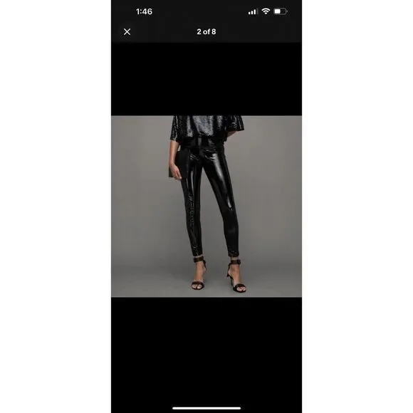 All Saints Cora Shine Faux Leather Leggings Size 12 Black - Image 2