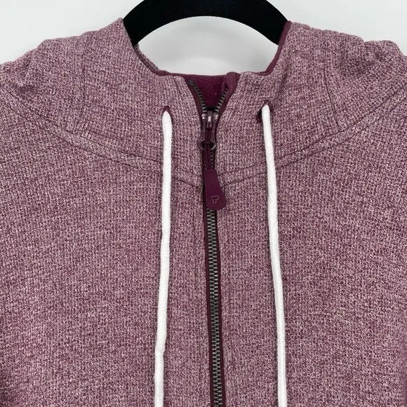 Pact Organic Two Tone Heathered Hoodie Jacket Zip Front Thumbholes Womens Large Purple - Image 2
