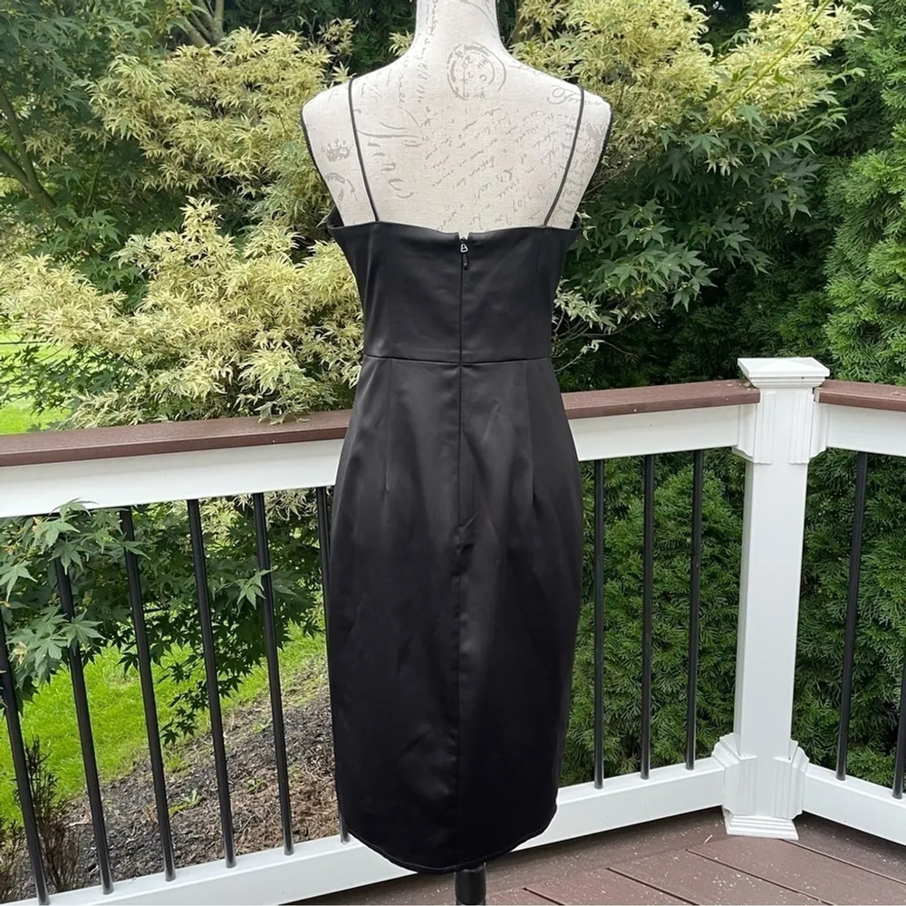Vintage BARIANO Australia Classic Black Satin Strapless Pencil Dress Sz L - Image 5