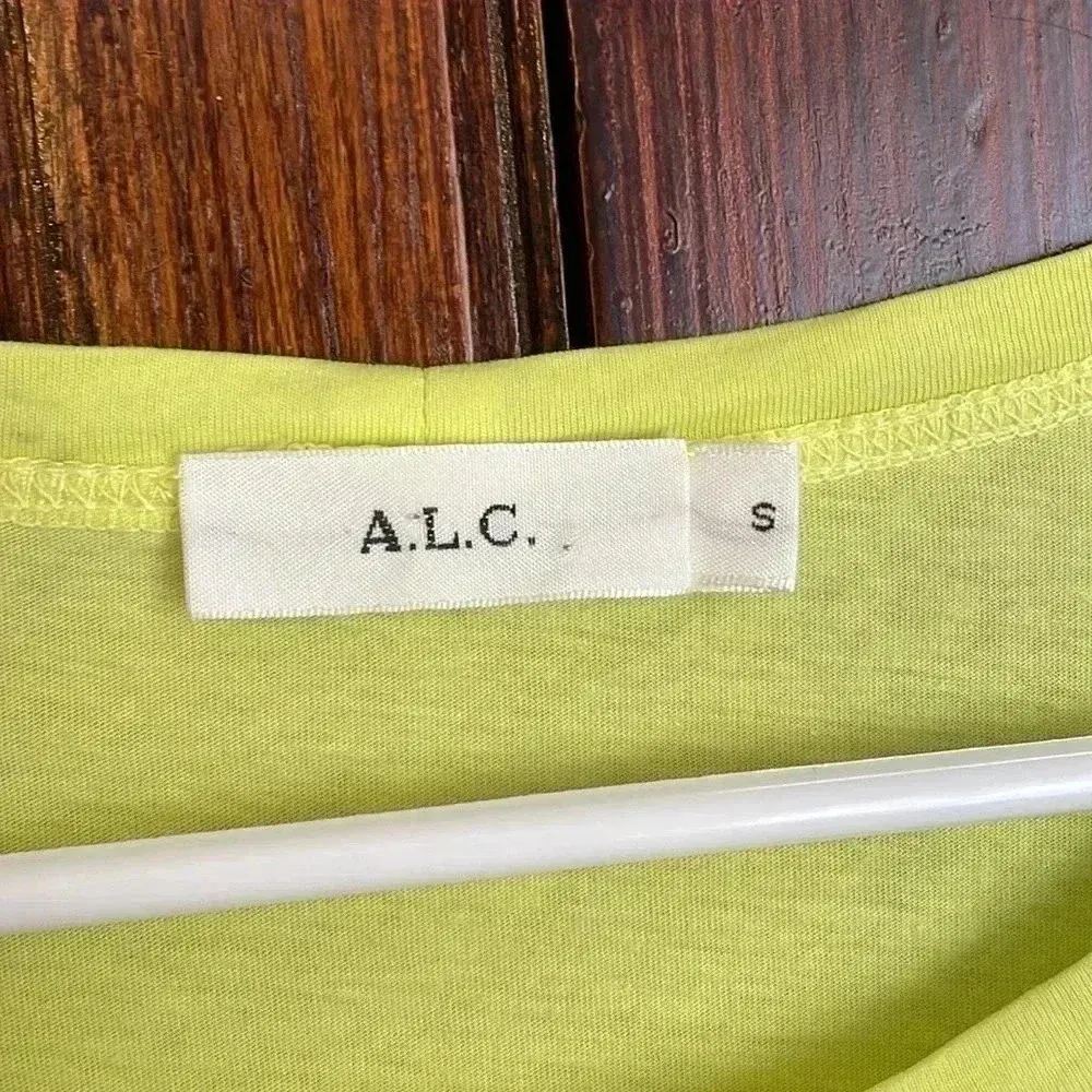 A.L.C. Tie-Back T-Shirt Neon Yellow Short Sleeve Casual Top‎ Size S - Image 3