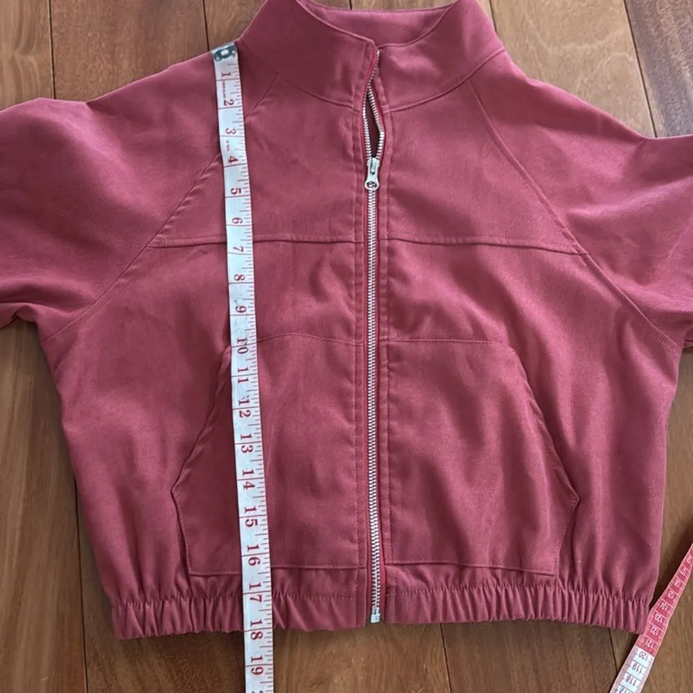 ROMWE Raspberry Cropped Bomber Zip Up Jacker Size S - Image 5